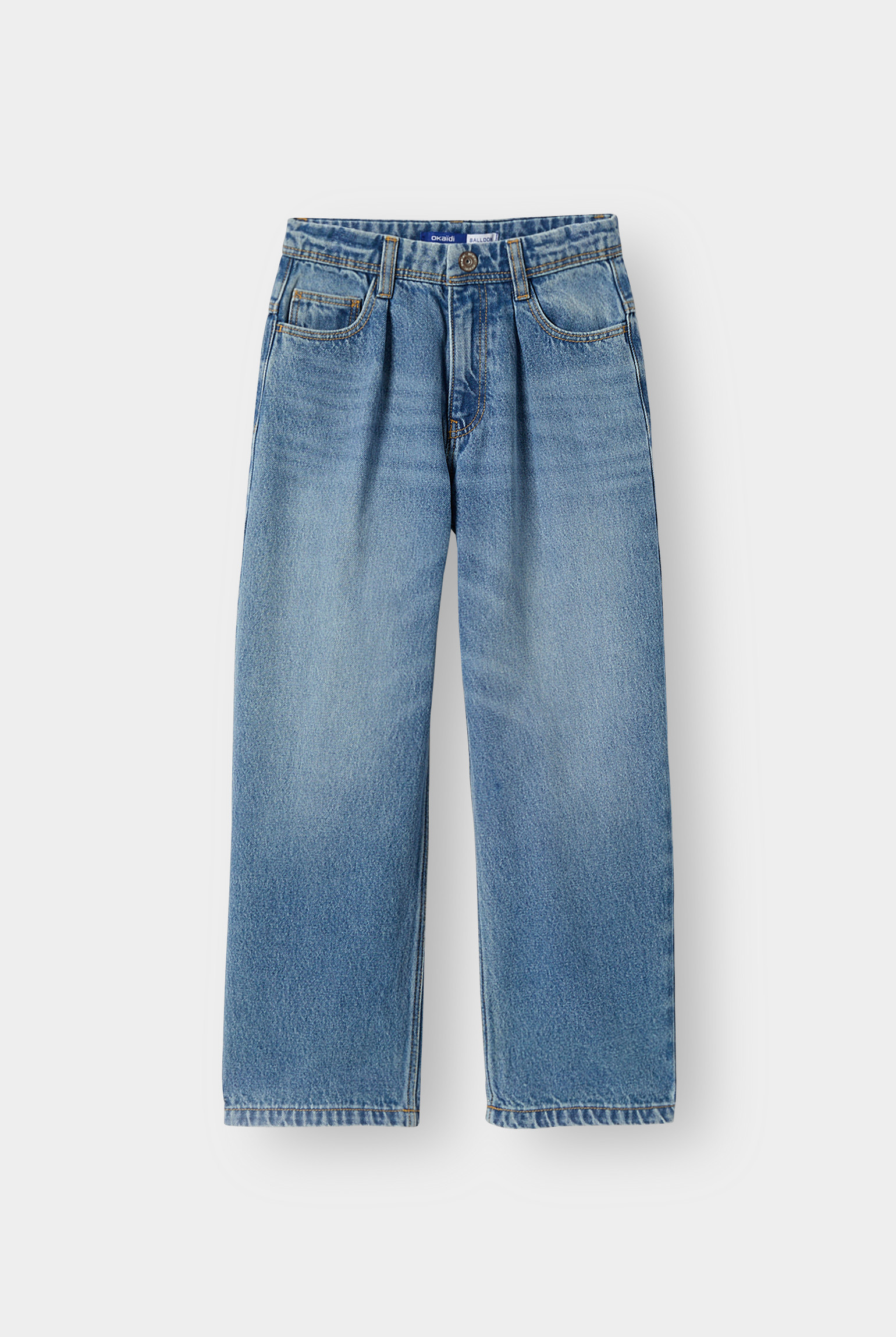 Jean balloon denim bleu garçon - double stone