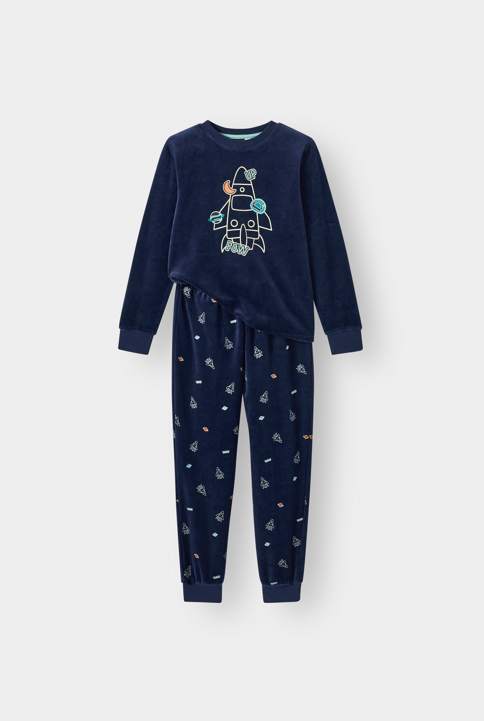 Pyjama velours bleu garçon - Bleu Prusse