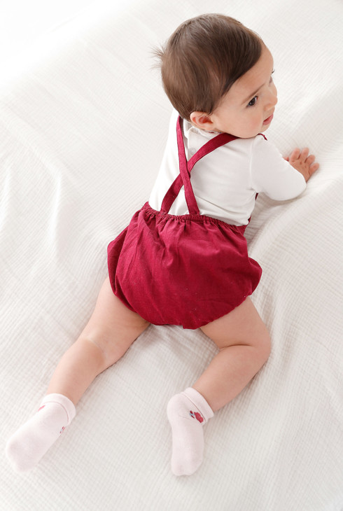 Ensemble salopette et body bordeaux bébé fille 1