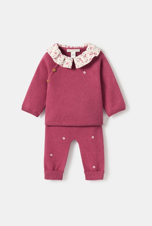 Jersey y pantalón de punto rosa para bebé niña 1