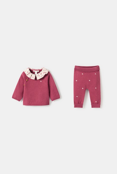 Jersey y pantalón de punto rosa para bebé niña 2