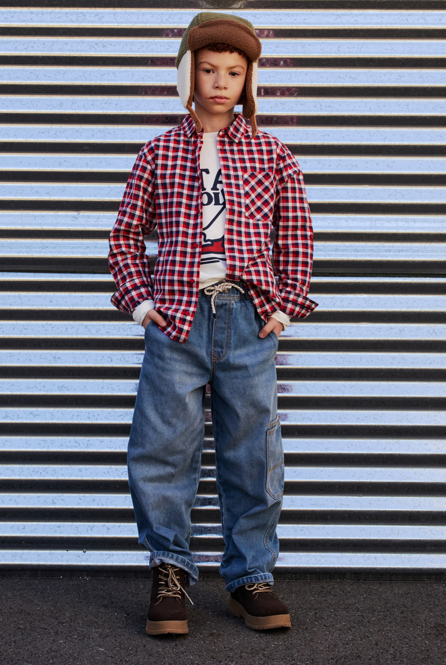 Chemise à carreaux bleue garçon - Carreaux rouge
