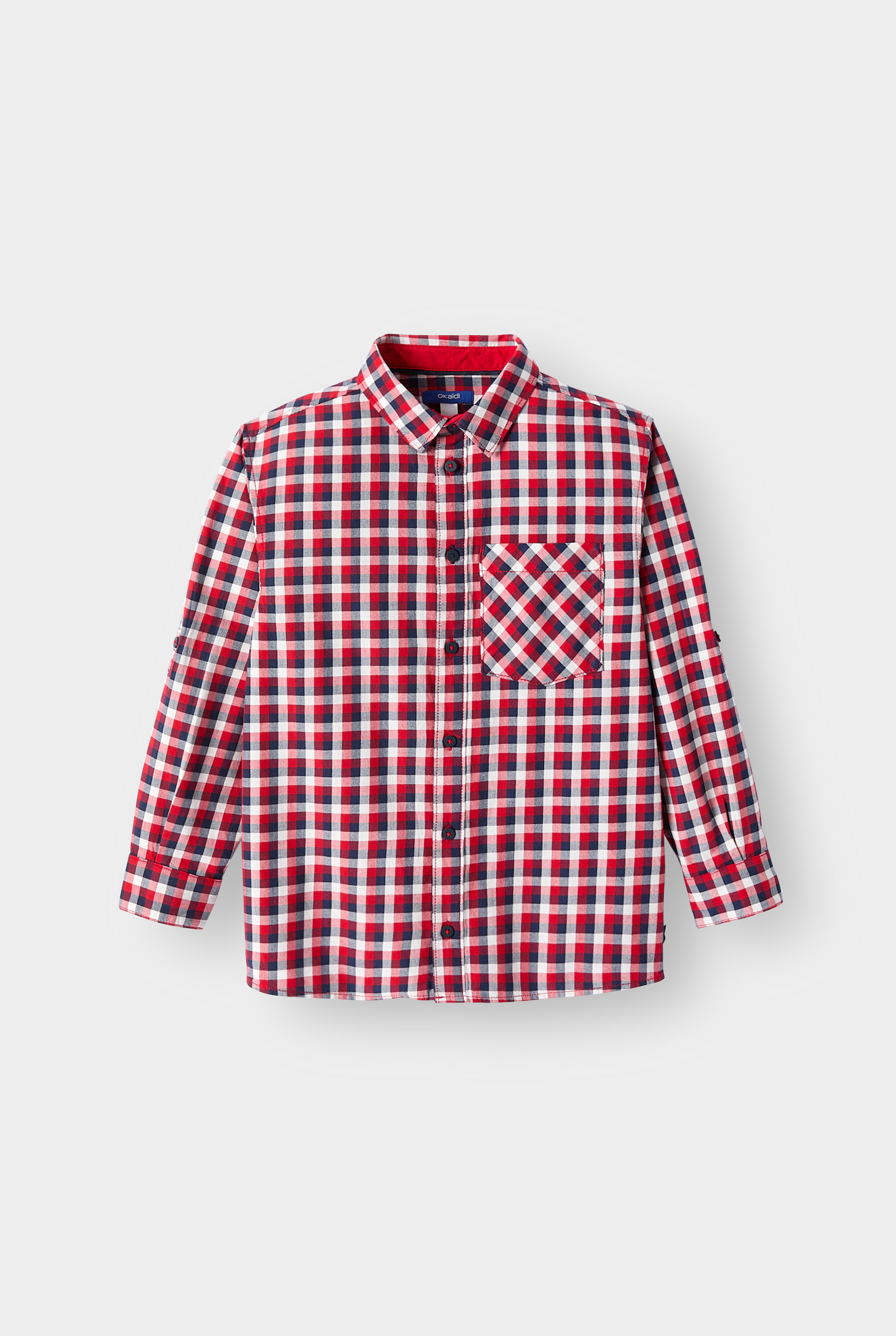 Chemise à carreaux bleue garçon - Carreaux rouge