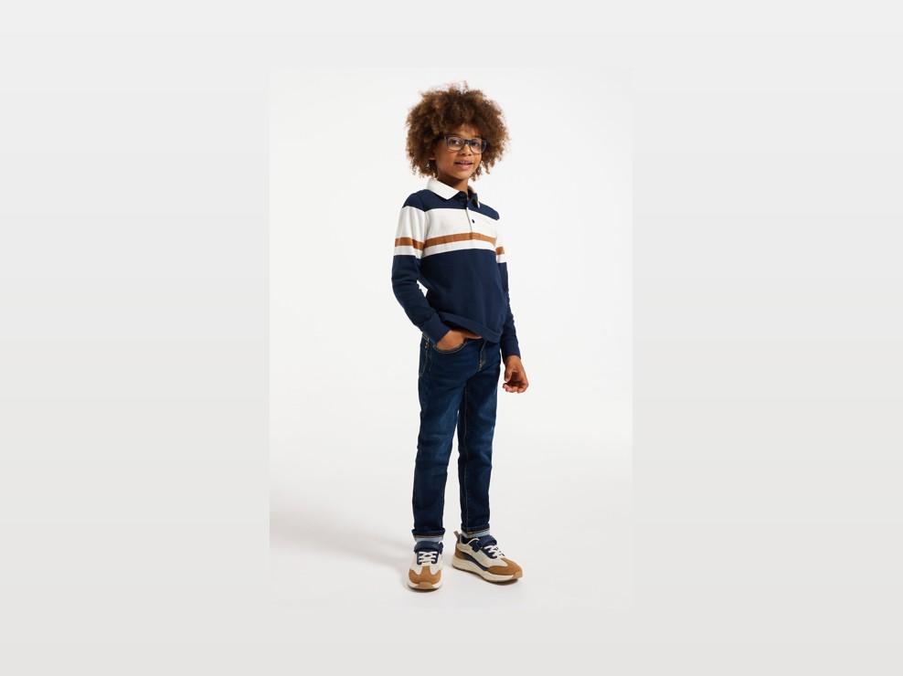 Polo rayé bleu marine garçon 1