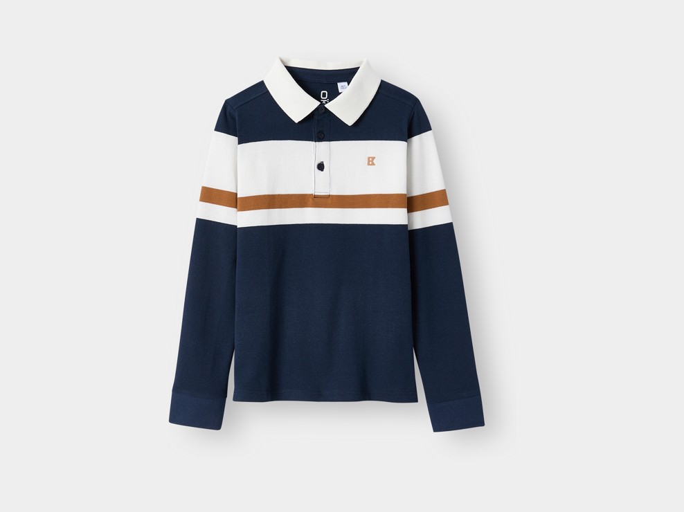 Polo rayé bleu marine garçon 2