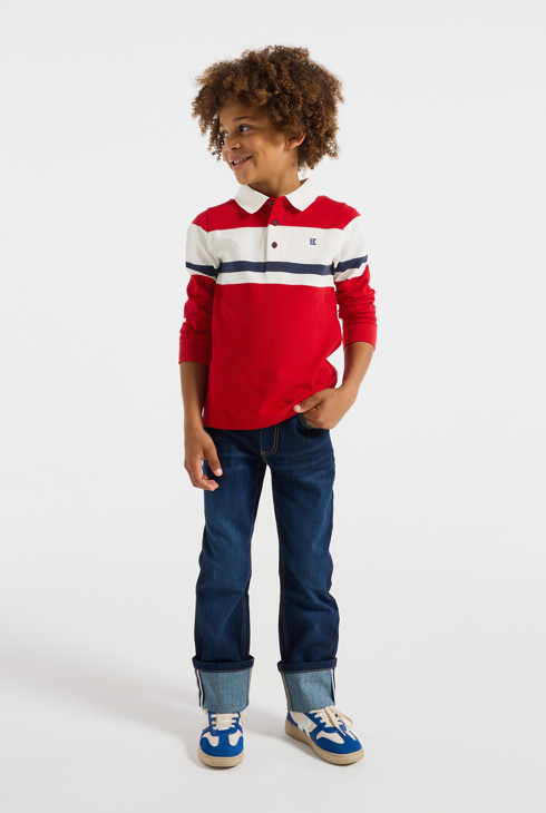 Polo manches longues rouge garçon 1