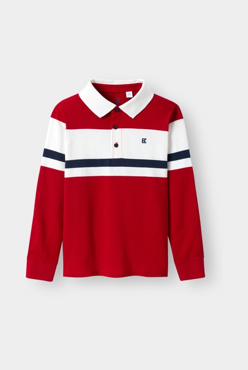 Polo manches longues rouge garçon 2