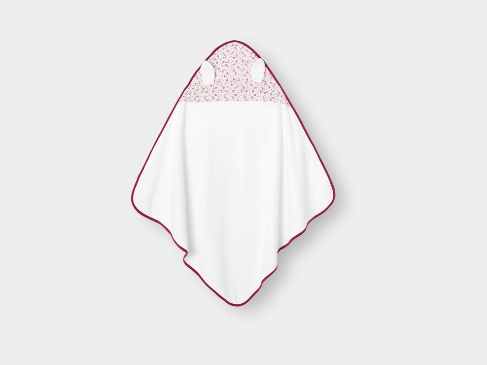 Cape de bain fleurie blanc bébé fille 1