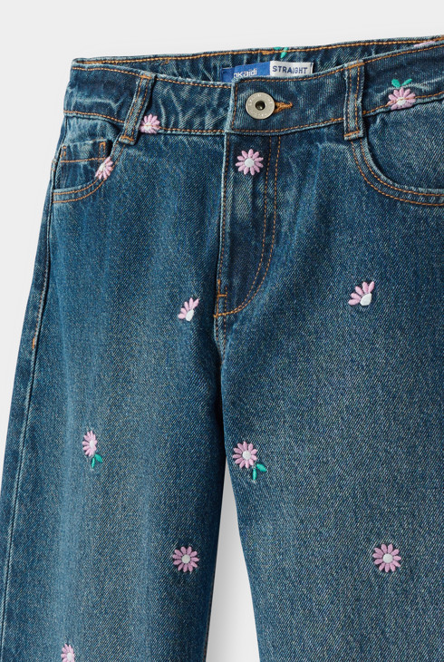 Jean brodé bleu fille 2