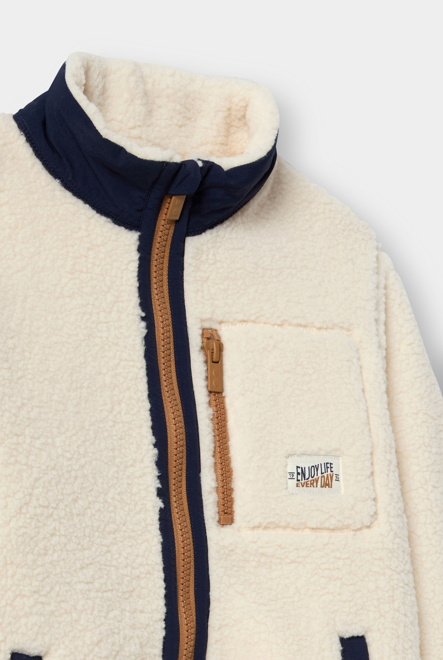 Veste sherpa zippée beige garçon - Ecru