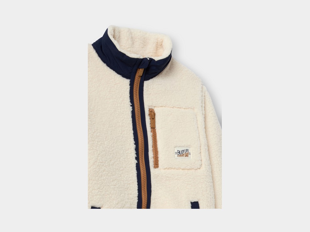 Giacca in pile con cerniera beige da bambino 2