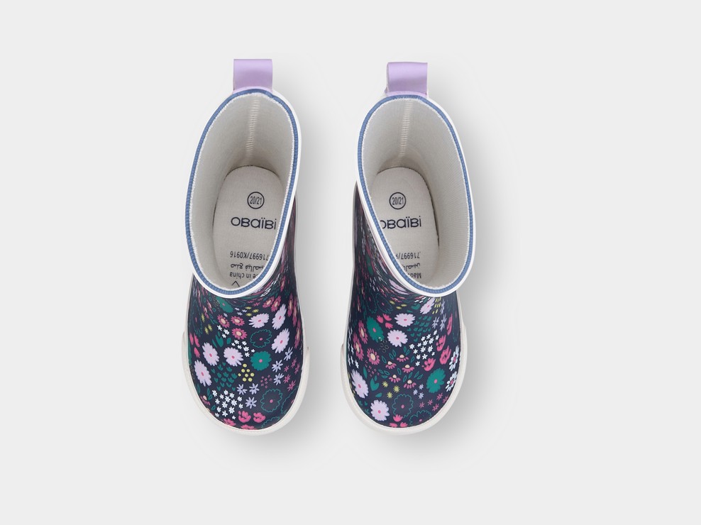 Botte bleue fleuris fille 2
