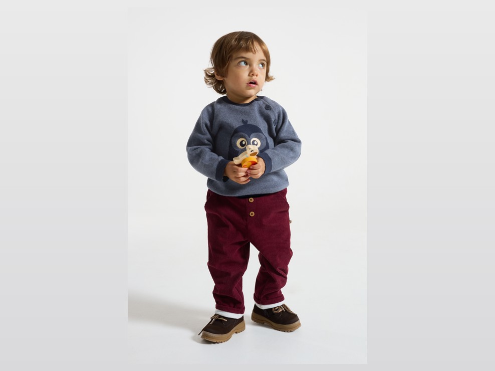 Blauer Pullover mit Eulenmotiv für Babyjungen 1