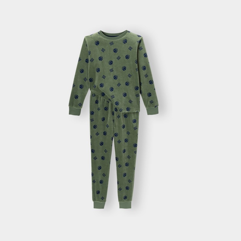 Pigiama in velluto verde da bambino