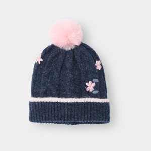 Bonnet à fleurs bleu fille