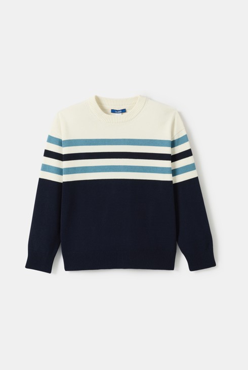 Pull à rayures bleu garçon 1