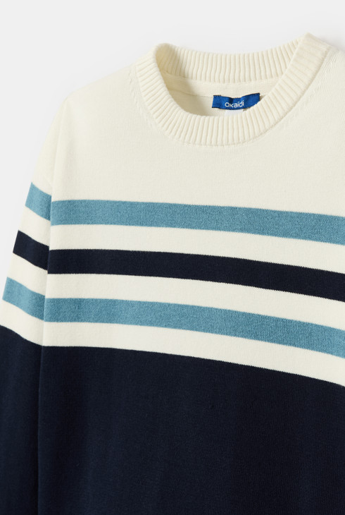 Pull à rayures bleu garçon 2