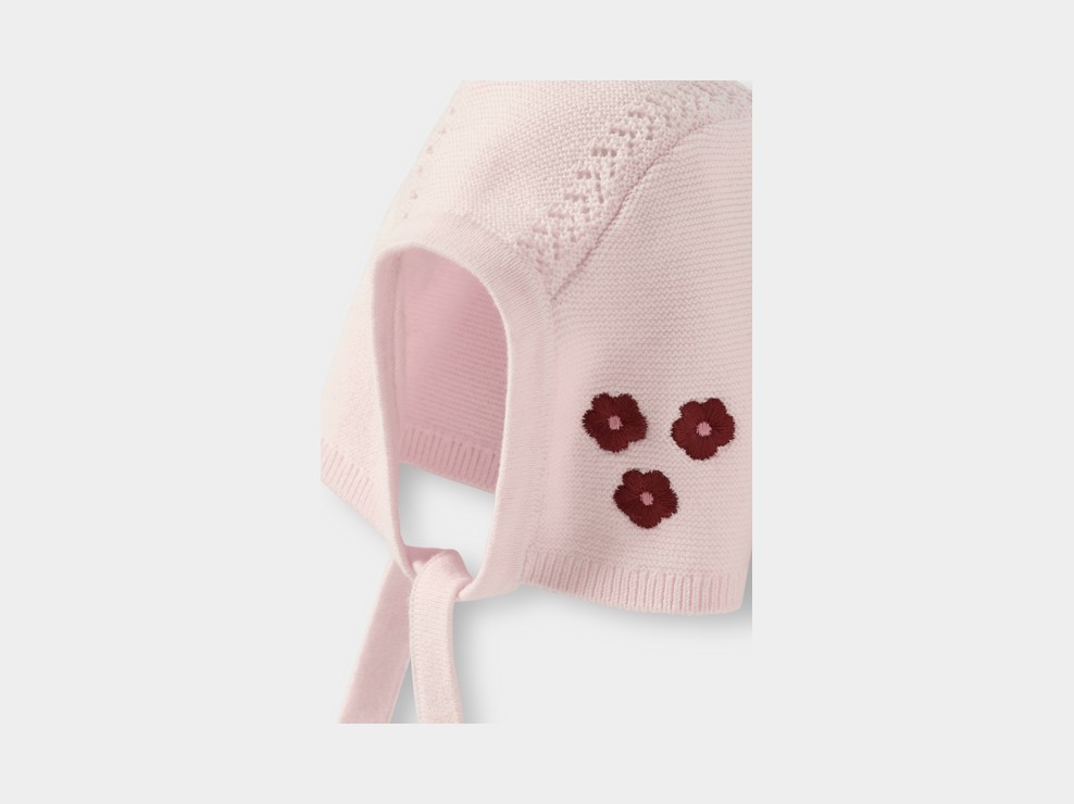 Mono largo de punto y gorrito rosa para bebé niña 2