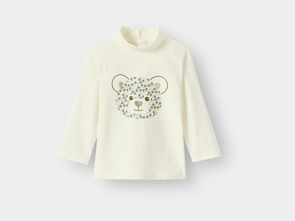 T-shirt col montant blanc bébé fille 1