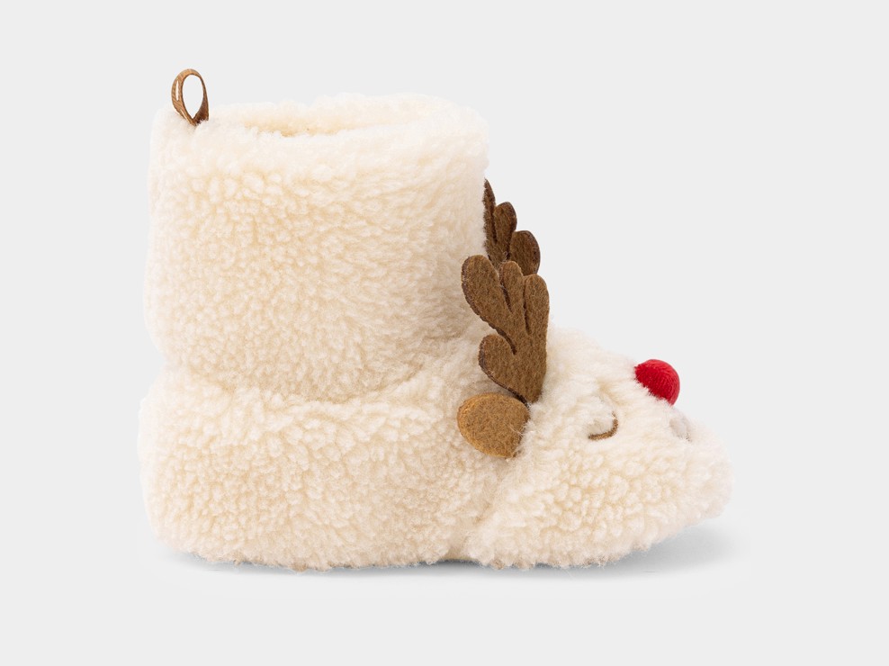 Chaussons sherpa rennes beige bébé mixte 1