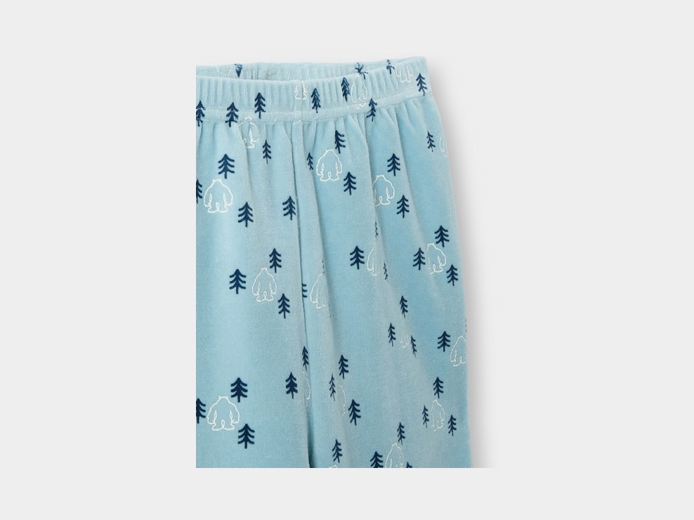 Pyjama velours yéti bleu garçon 2
