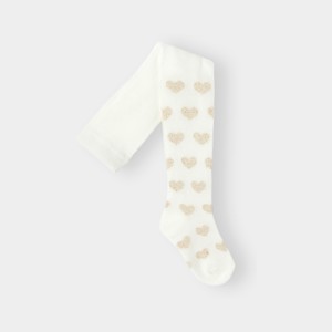 Collants chauds maille coeur blanc bébé fille