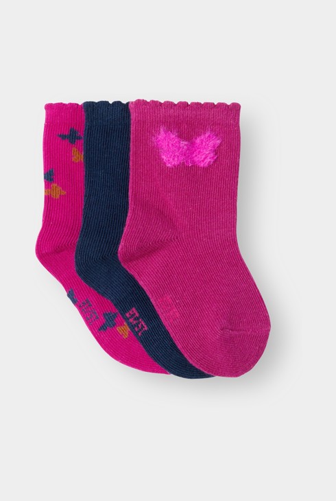 Calzini rosa a farfalla per neonata (confezione da 3) 1