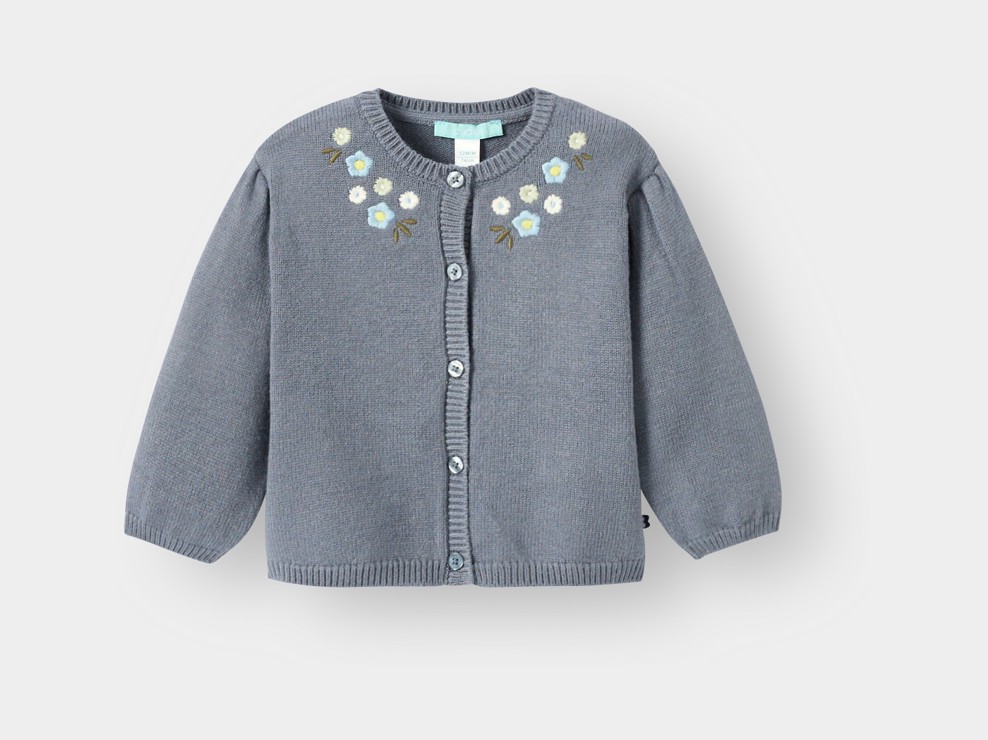 Gilet brodé gris bébé fille 2