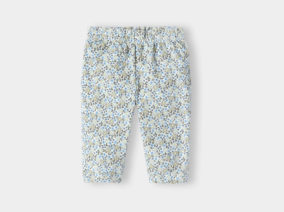 Pantalon velours côtelé fleuri vert bébé fille 1