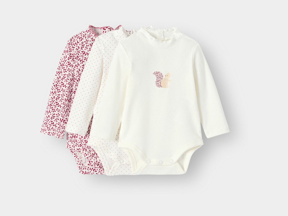 Body côtelé rose bébé fille (lot de 3) 1