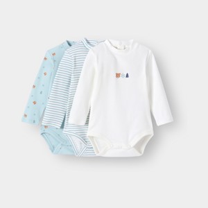 Body côtelé bleu bébé garçon (lot de 3)