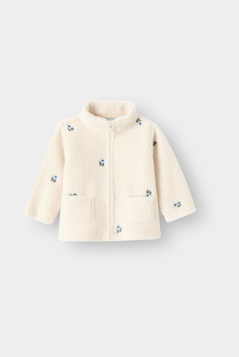 Giacca in pile beige per neonata 2
