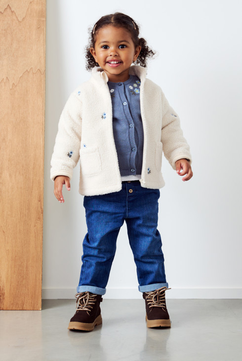 Giacca in pile beige per neonata 1