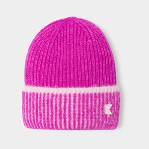 Bonnet maille tricot rose fille