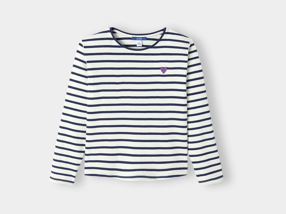 T-shirt rayé blanc fille 1
