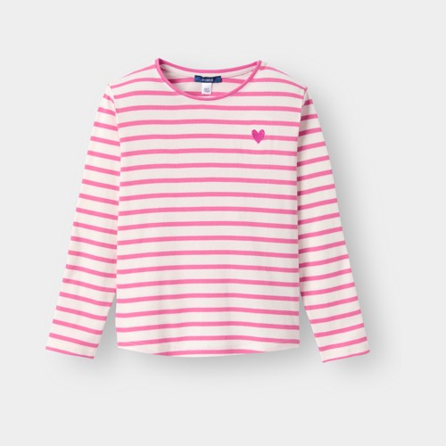 T-shirt Rayé Rose Fille - Rayures Rose - 4A - OKAIDI