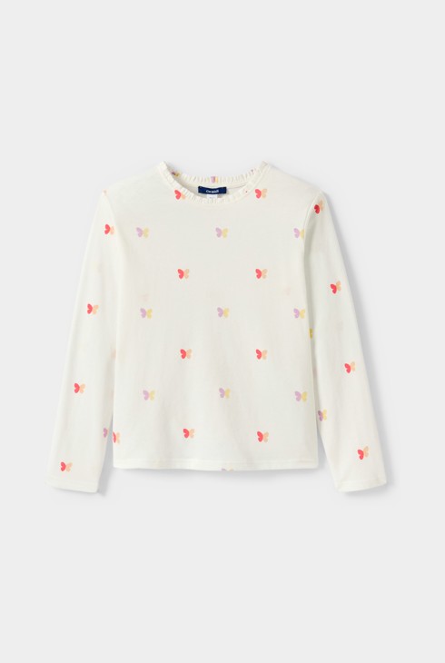 Tshirt blanc motif papillon fille 1