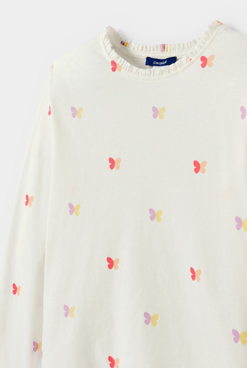 Tshirt blanc motif papillon fille 2