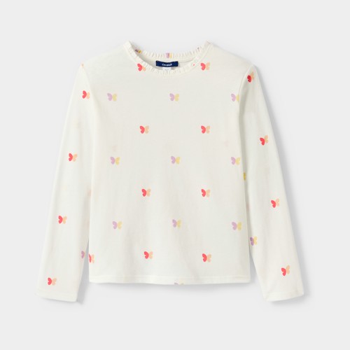Tshirt Blanc Motif Papillon Fille - Imprimé Blanc - 8A - OKAIDI