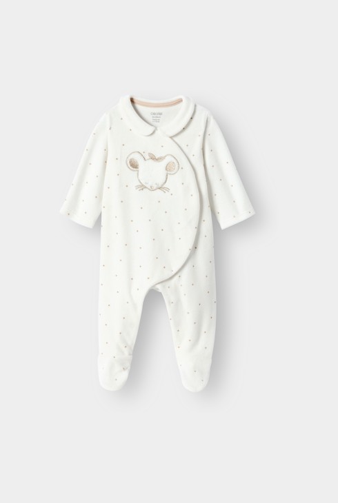 Dors-bien velours souris blanc bébé fille 1