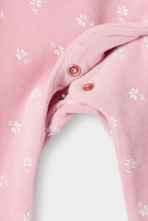 Dors-bien velours fleuri rose bébé fille 2