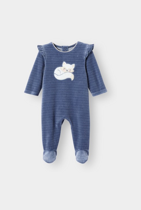 Dors-bien velours chat bleu fille 1
