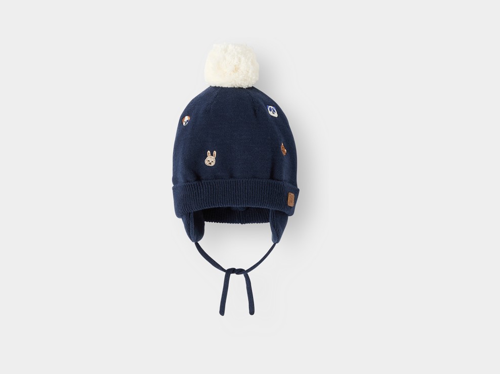 Bonnet péruvien doublé bleu bébé garçon 1