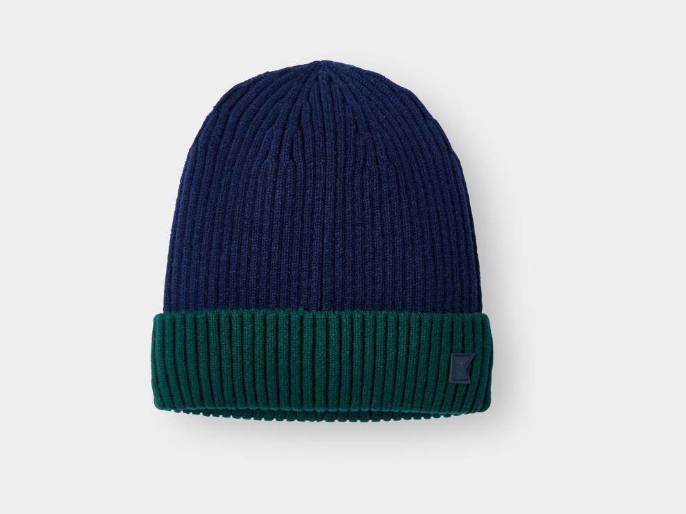 Bonnet tricot côtelé bleu marine garçon 1