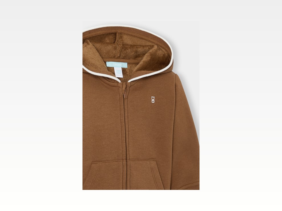 Sweat zippé à capuche marron bébé garçon 2