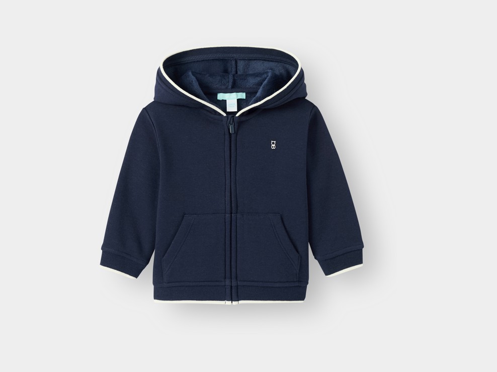 Sweat zippé molleton bleu marine bébé garçon 1