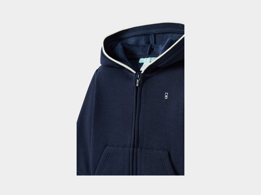 Sweat zippé molleton bleu marine bébé garçon 2