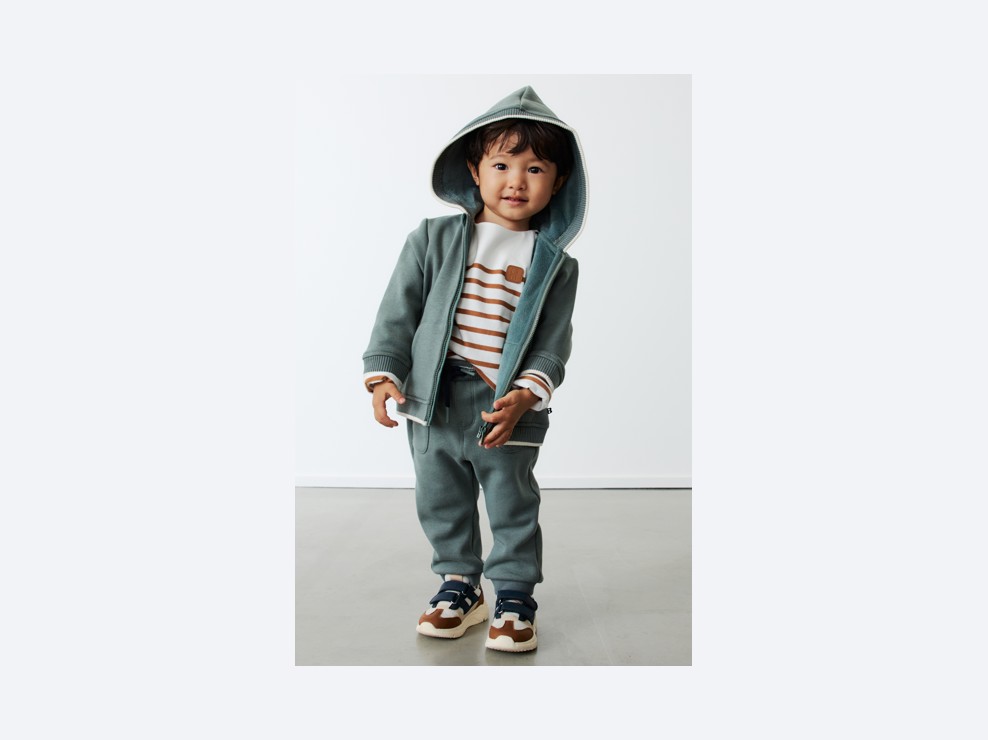 Sweat zippé molleton vert bébé garçon 1