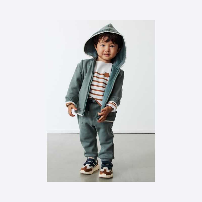 Groene fleece-sweater met rits voor babyjongens