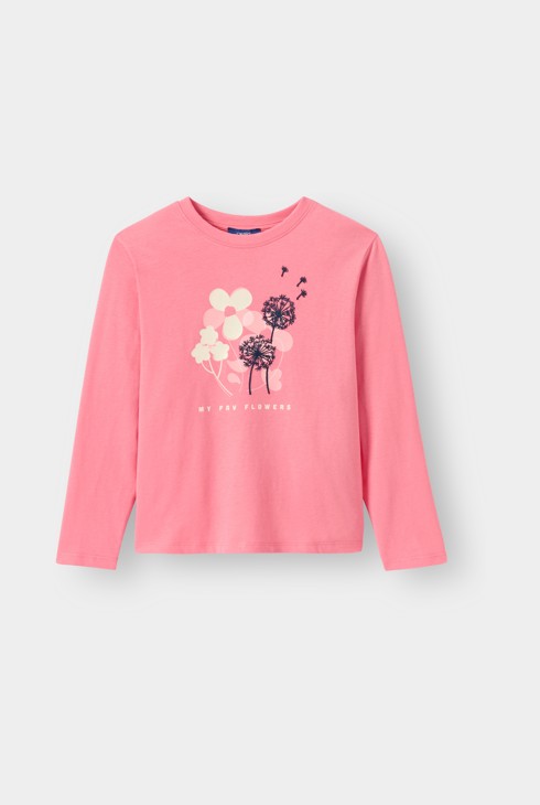 T-shirt manches longues motif fleurs rose fille 2